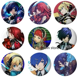 Persona 3 Game Brooches P3/5 Shin Takeba Megami Yuuki Tensei Makoto Yukari Cosplay Badge Round Tinplate Brooch Pins for Backpack