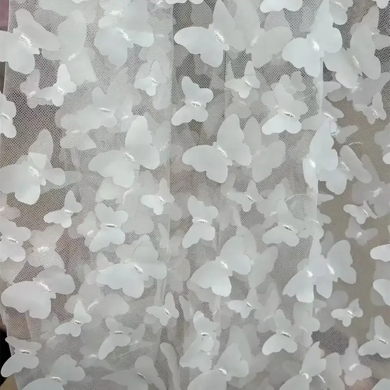 10 Colors 3D Butterfly Embroidery Lace Fabric Butterfly Mesh Tulle Fabric For Bridal, Dress Girl Dress , Wedding Dress,