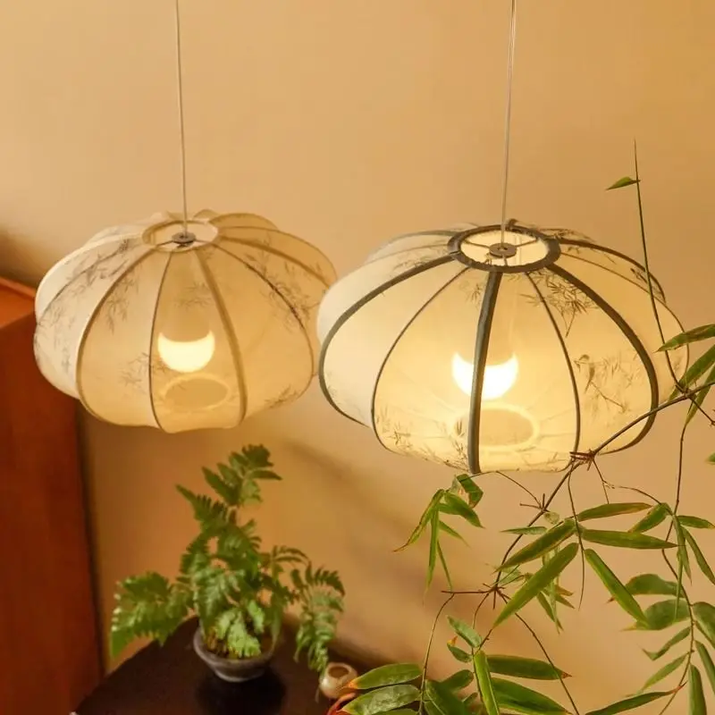 Retro simple fabric lanterns living room dining room study tea room medieval hotel restaurant bedroom breakfast decorative light