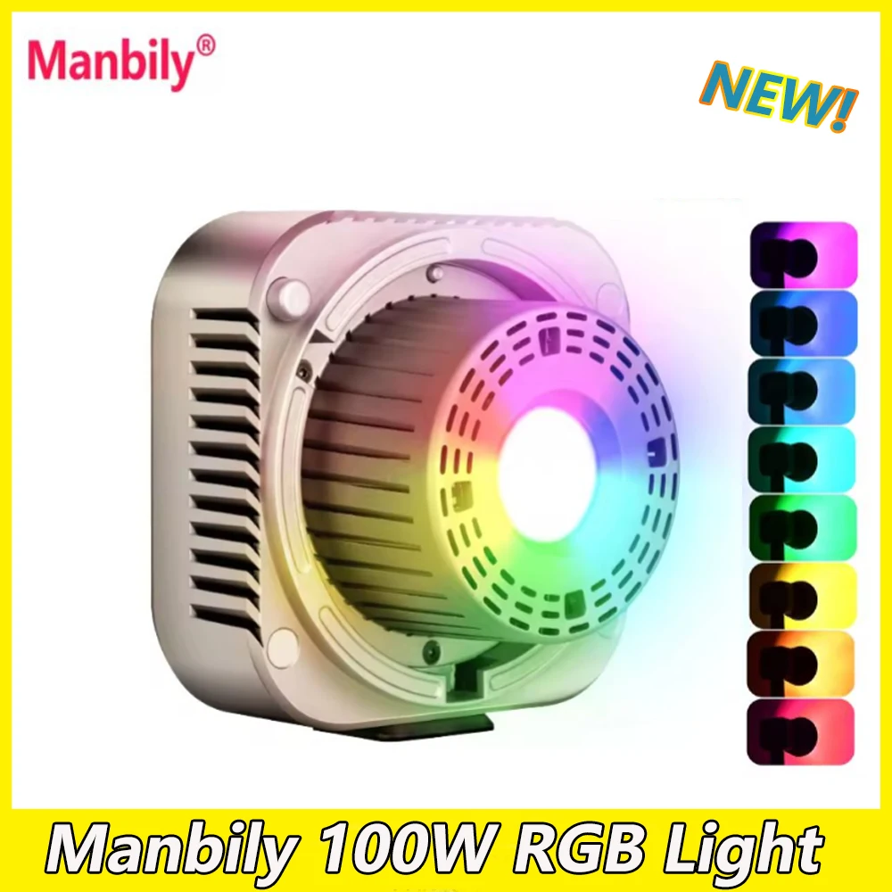 Manbily CFL100C Full-color RGB Fill Light Live Streaming Photography Light Portable Soft Photo Video Outdoor Handheld Light 100W