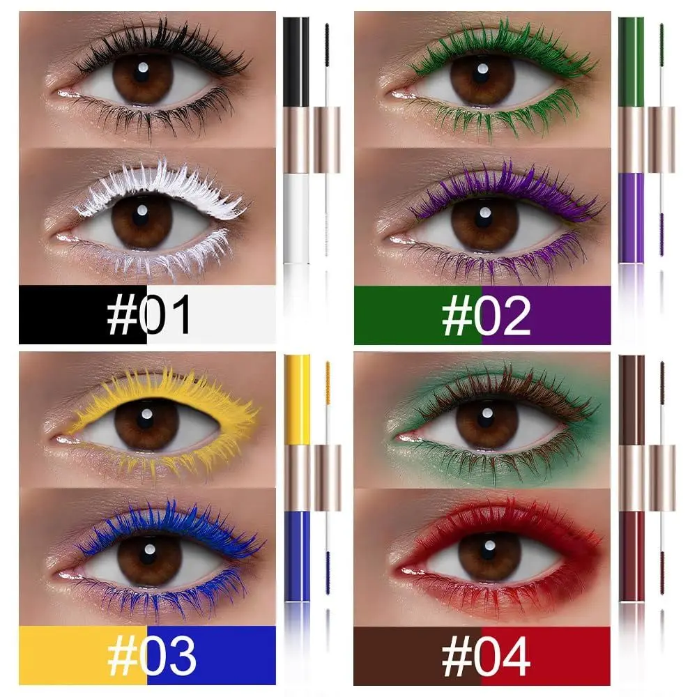 Mascara colorato a prova di sbavature Mascara volumizzante allungante a doppia testa Strumento per il trucco degli occhi a lunga durata per feste e look giornalieri