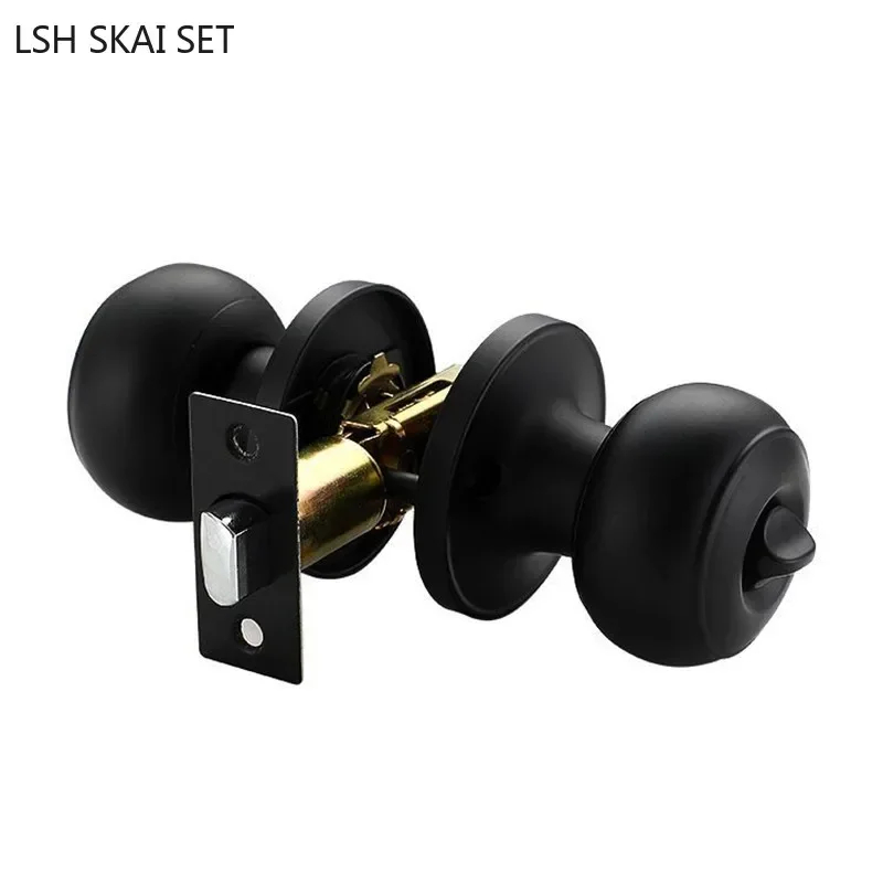 Stainless Steel Spherical Handle Lock Entrance Passage Keyless Door Lock Black Bathroom Door Lock Indoor Hardware Lockset