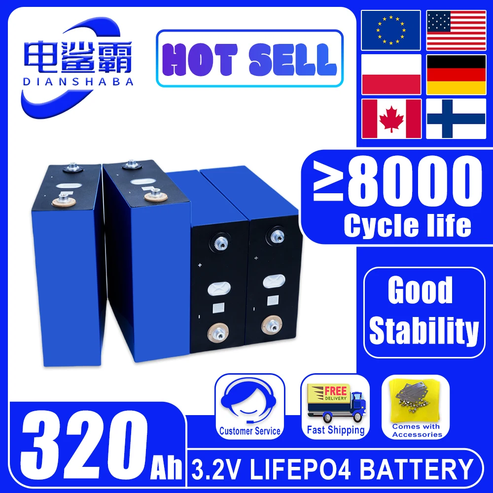

3.2V 320Ah Grade A Lithium Iron Phosphate Battery Brand New Rechargeable Battery suitable Solar Home Energy Storage Power