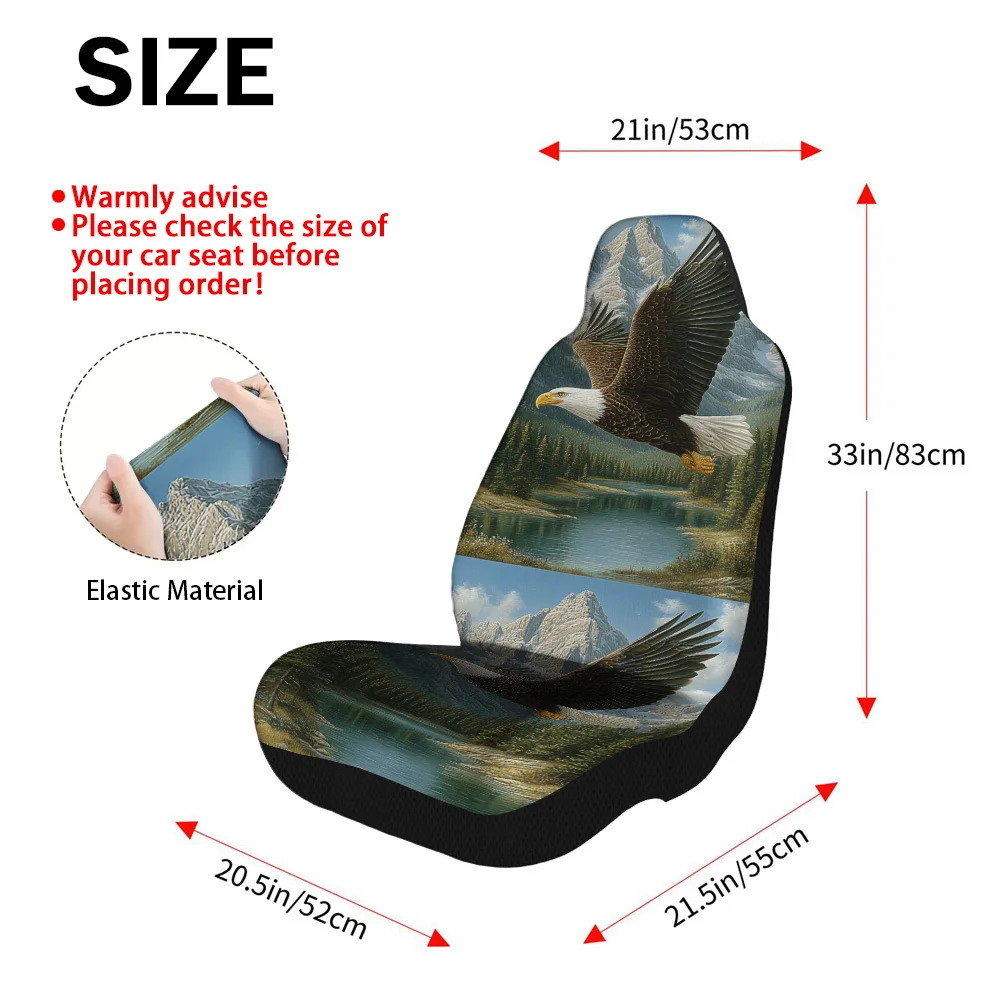 2pcs Eagle Soaring Over Mountains Car Seat Covers Compatible For Most Cars - Fit All-Season Front & Rear Seat Protectors, Durabl