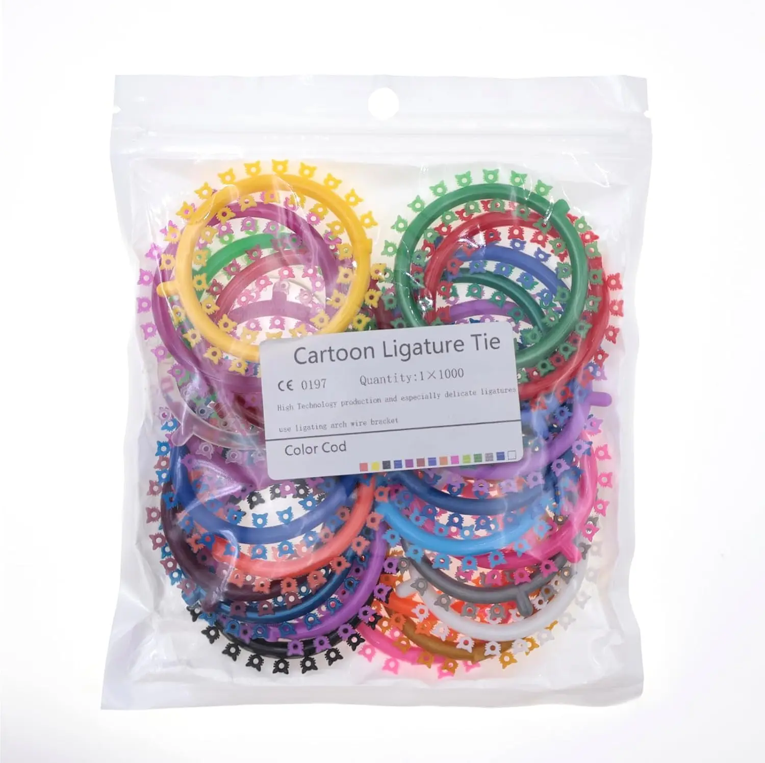 

1000Pcs/Bag Dental Orthodontic Ligature Ties Cartoon O-Ring Rubber Elastic Bands Cat Flower Mouse Bands For Brackets Braces