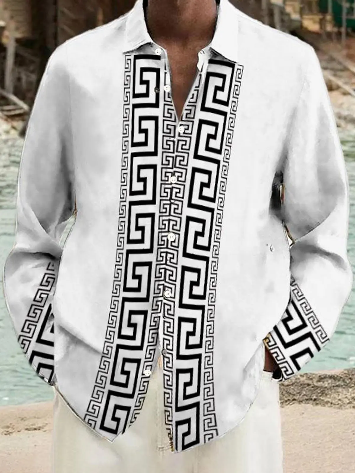 

Abstract Lapel Men's Shirt Outdoor Street Long Sleeve Button Clothing Comfortable Soft Fashion Designer Design Casual Breathable