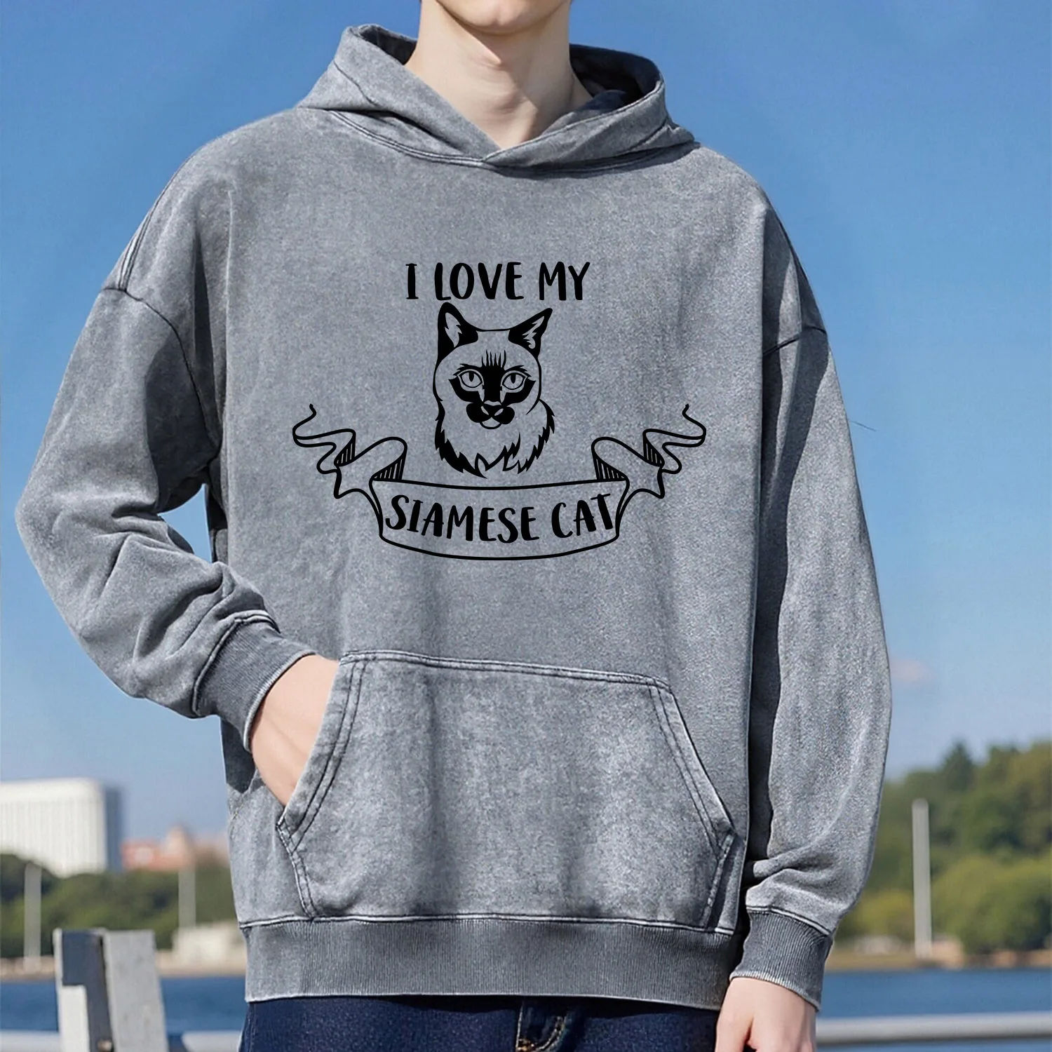 

Толстовка с капюшоном I LOVE MY в стиле ретро, унисекс, повседневный спортивный стиль, из чистого хлопка, уличный стиль, 400 г