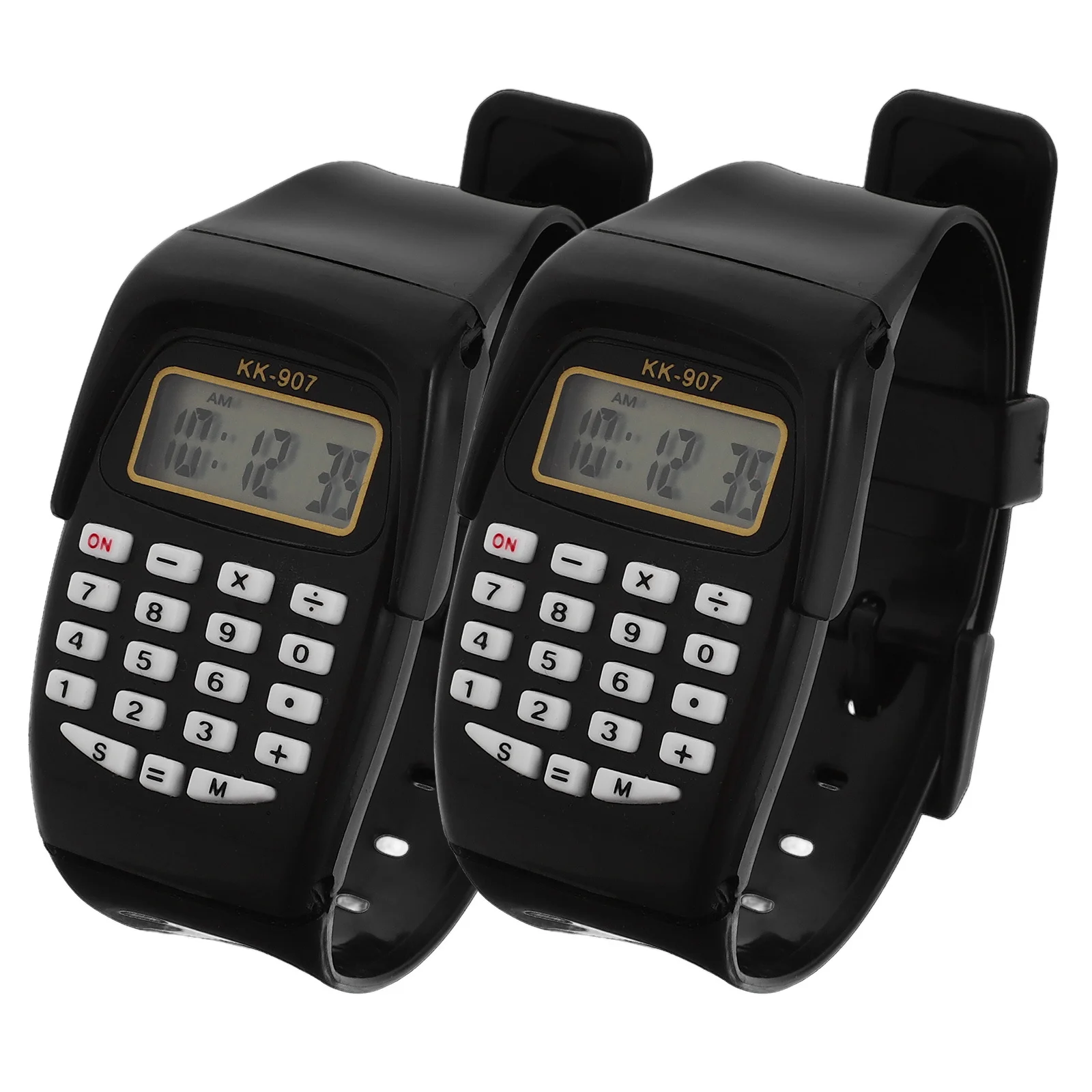 

2Pcs Calculator Wrist Watch for Kids Creative Geometric Operation Watch Portable Math Learning Device Gift Black