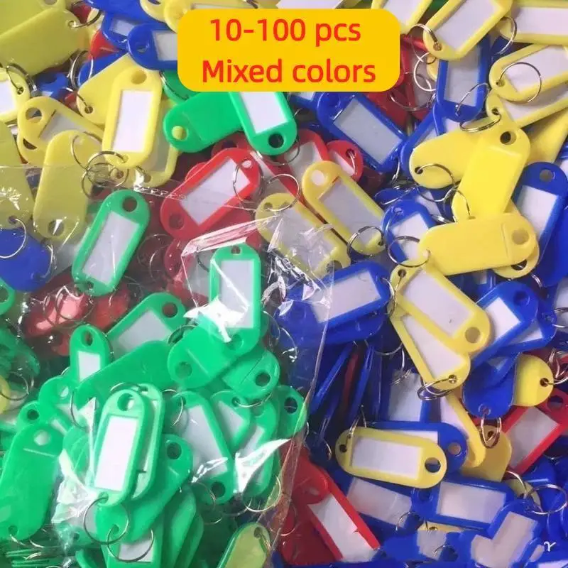 10-100PCS Coloful Key Tags Plastic Split Key Ring Paper Labels Flexible Key Organizer DIY Item Identifiers Luggage Tag