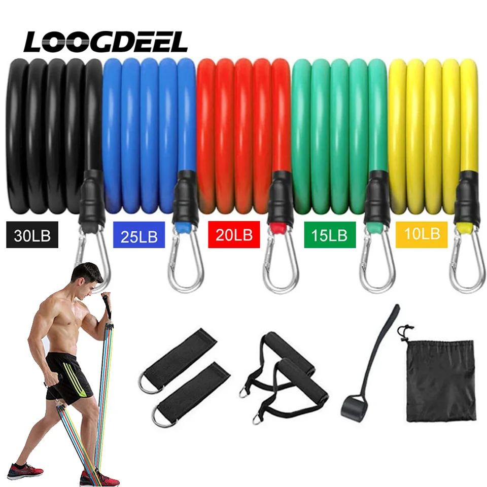 

LOOGDEEL 11PCS/Set Pull Rope Fitness Exercises Resistance Bands Latex Tubes Pedal Excerciser Body Training Workout Yoga