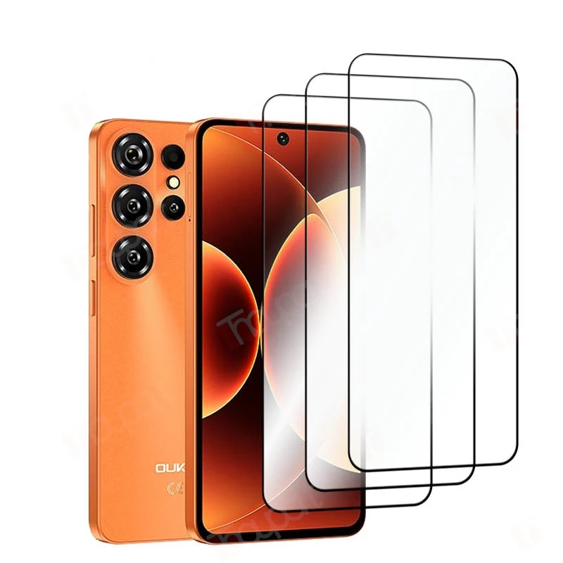3PCS For Oukitel C26 Screen Glass Protector Full Cover 9H Anti-Scratch Front Tempered Glass Film 6.63'