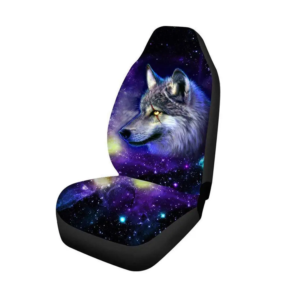 1pc Universal Car Seat Cover Thickening Polyester 3D Wolf Pattern Auto Front Protection All Inclusive Interior Seat Cover Print