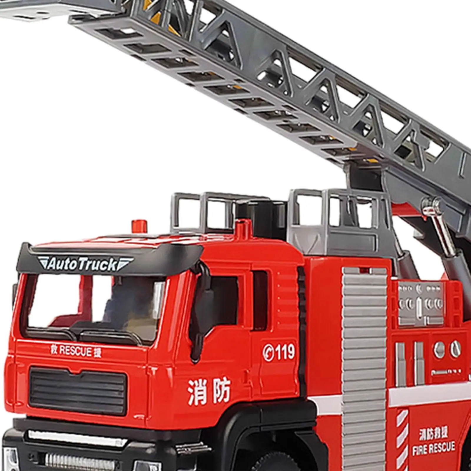 

1/50 Scale Fire Truck Model Extendable Ladder Home Decor Pull Back Fire Truck Friction Powered Vehicle for Kids Adults Teens