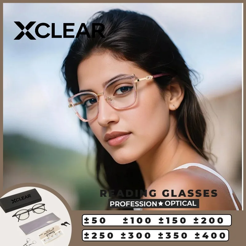 

XCLEAR High Quality Reading Glasses Women Butterfly Metal Trendy Anti Glare Ultralight Professional Stylish Lightweight Eyewear