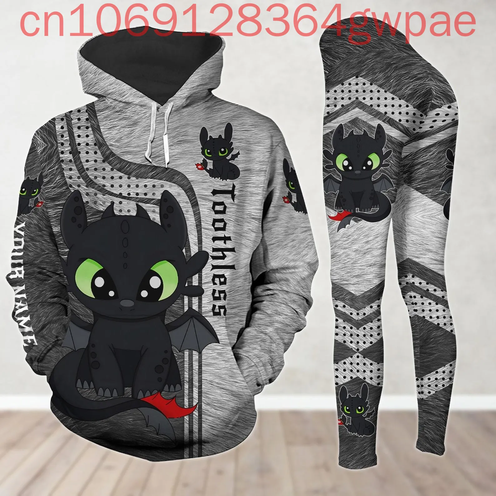 

Personalized Disney Toothless Women's 3D Print Hoodie Legging Set Casual Women's Yoga Pants Sweatshirt Fashion Sports Suit