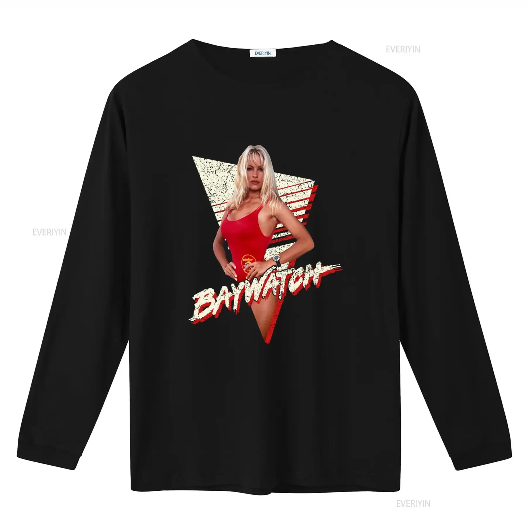 Baywatch Pamela Anderson Lifeguard Triangle Cj Parker Wham Long Sleeve T Shirt Rare Hot Deals 2GHN vintage Washed Soft