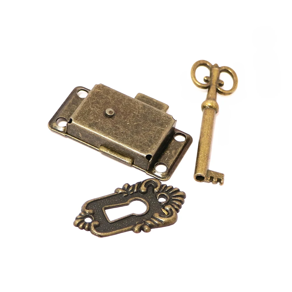 Cabinet Door Locks Drawer Lock Three-piece Set Jewelry Cabinet Antique Lock Cabinet Wooden Door Lock Furniture Door Antique Lock