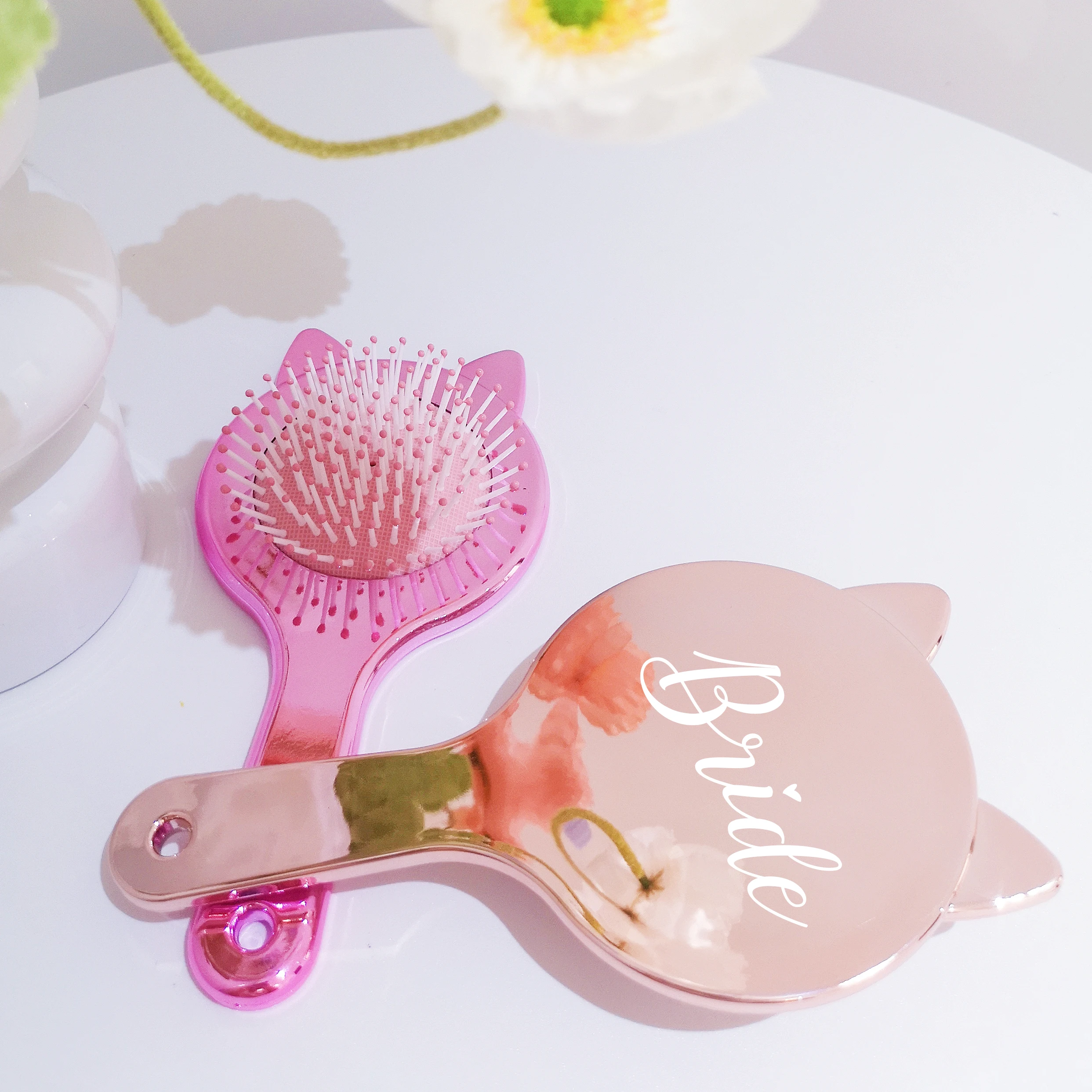 Personalised Hair Brush Bride to be Wedding Bridesmaids gifts Custom Name Cat ear Air Cushion Hair Comb for Salon party Massage