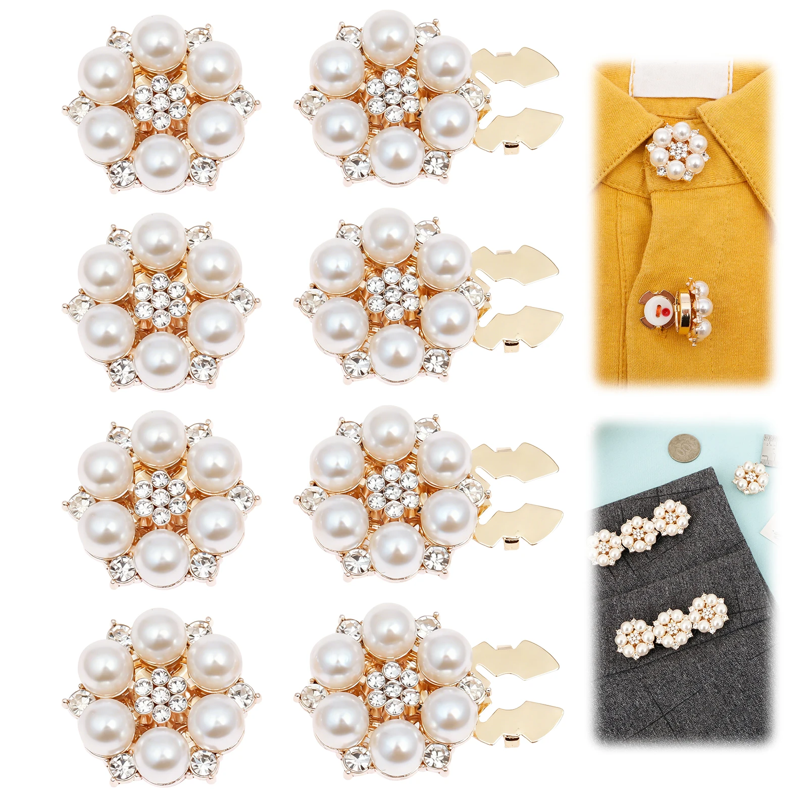 

6/8 шт. декоративные накладки на пуговицы с искусственным жемчугом и стразами, миниатюрные декоративные накладки на пуговицы для рубашек, костюмов, платьев, аксессуары для одежды