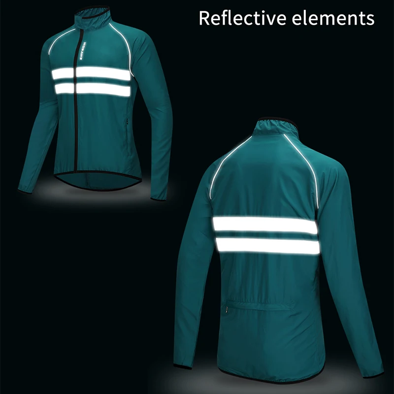 WOSAWE Men's Cycling Windbreaker Wind Jacket Windproof Water Repellent Mountain Bike MTB Clothing Reflective Bicycle Wind Coat