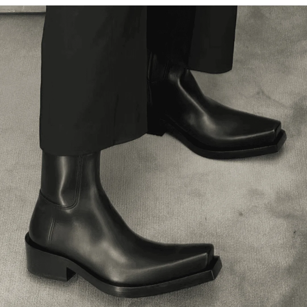 2025 Chelsea British Casual Fashion Handsome Men's High-top Trendy Inner Heightening Locomotive Boots Pointed