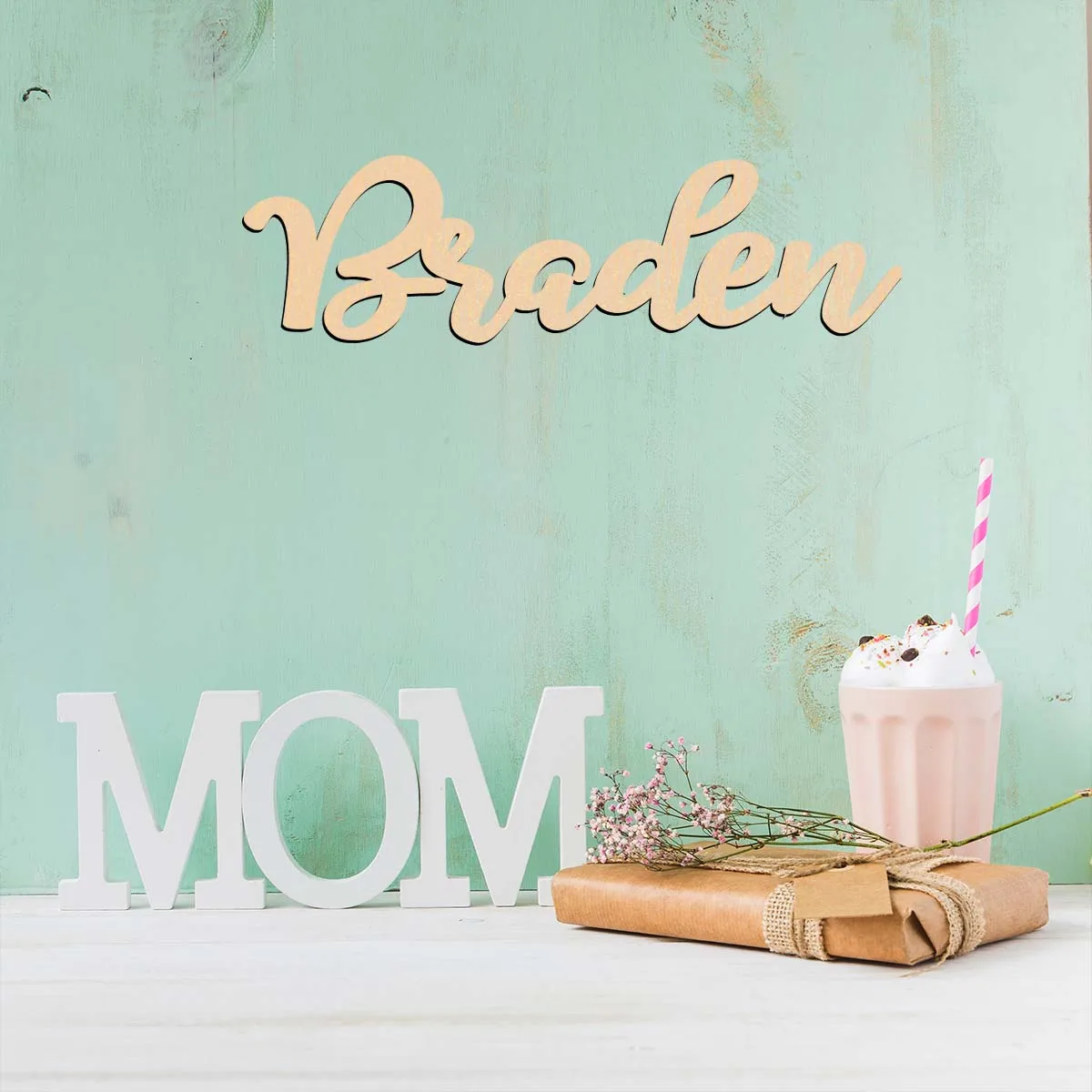 1pc diy braden exemplo texto personalizado decoração de madeira material de madeira sinal de madeira orientação vertical porta pendurado decoração