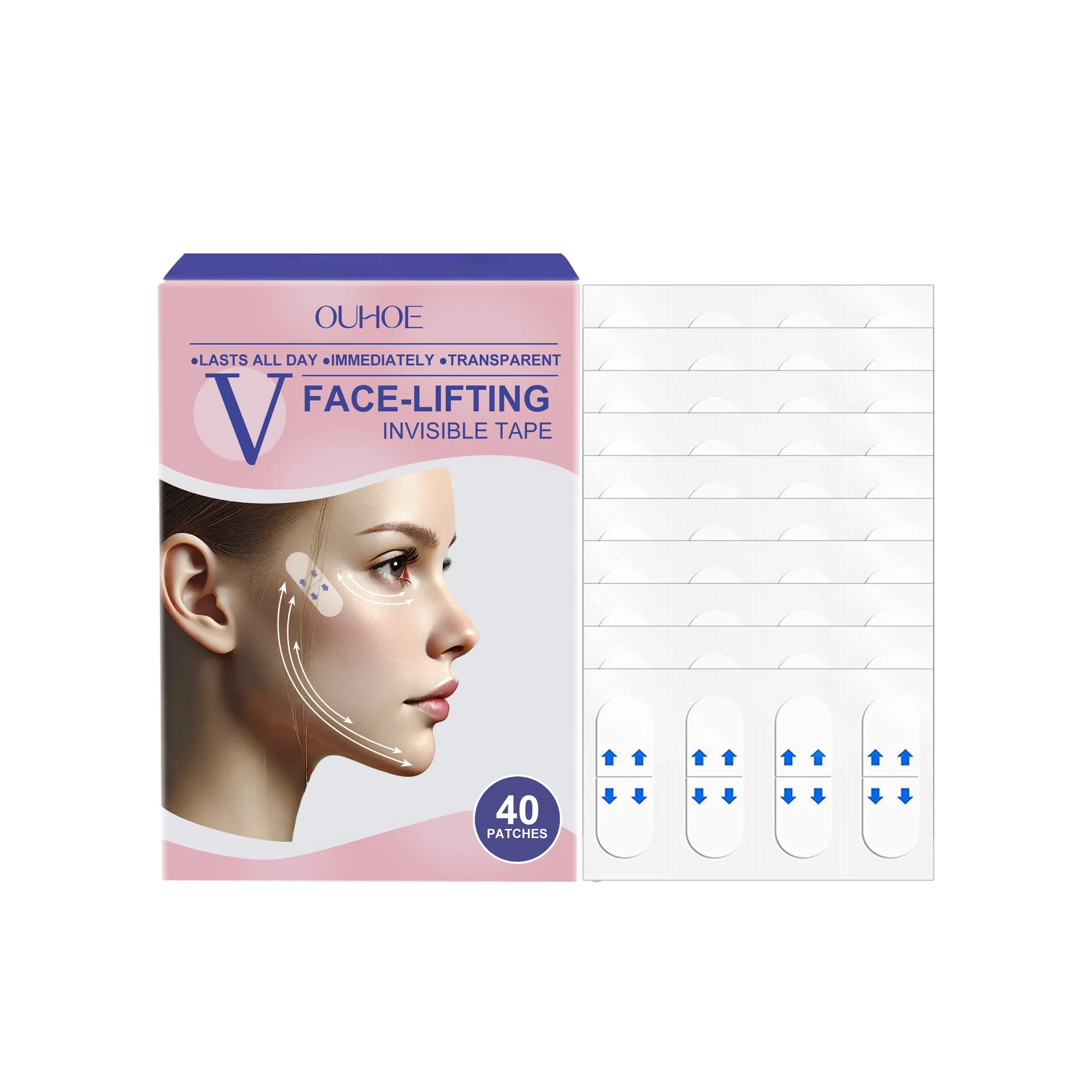 

40 Pcs Face Lifting Patches, V-Lift Hydrogel Mask for Chin & Jawline, Invisible Firming & Hydrating, Breathable