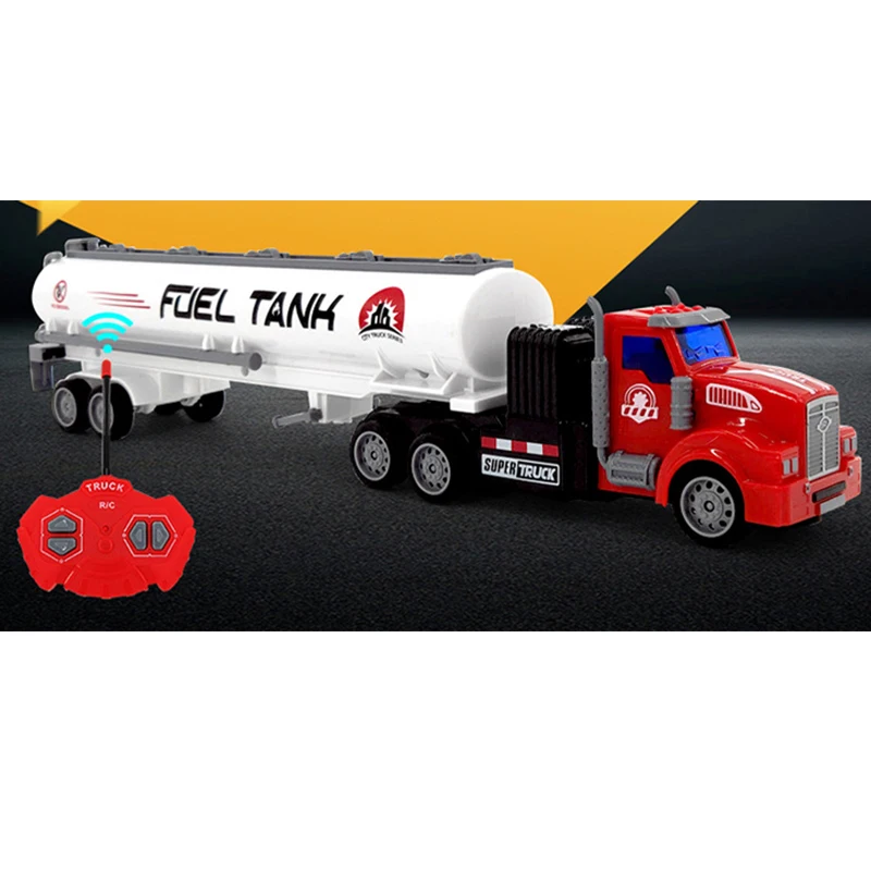 Red RC Truck 1:48 Remote Control Car Engineering Vehicle Semi-trailer Tanker Radio Control Toys for Boys Children Christmas Gift