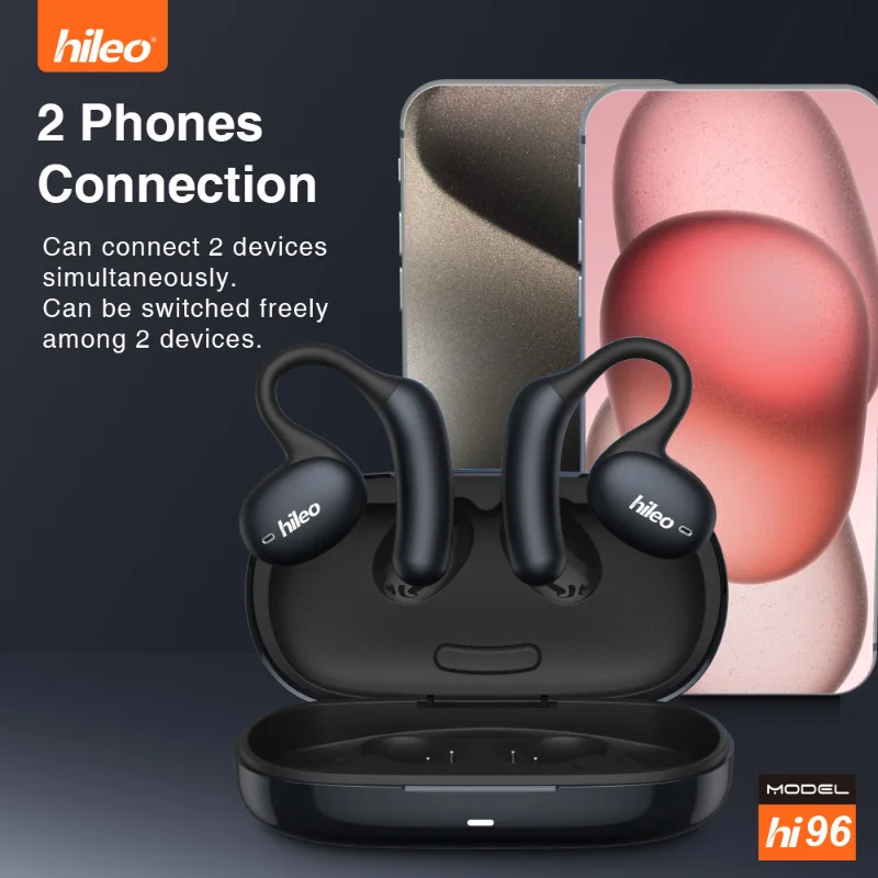 Hileo-auriculares hi96 ows con Bluetooth, inalámbricos, de doble oreja, abiertos, sin necesidad de entrar en el oído, modo de juego, un remolque 5,4 tr