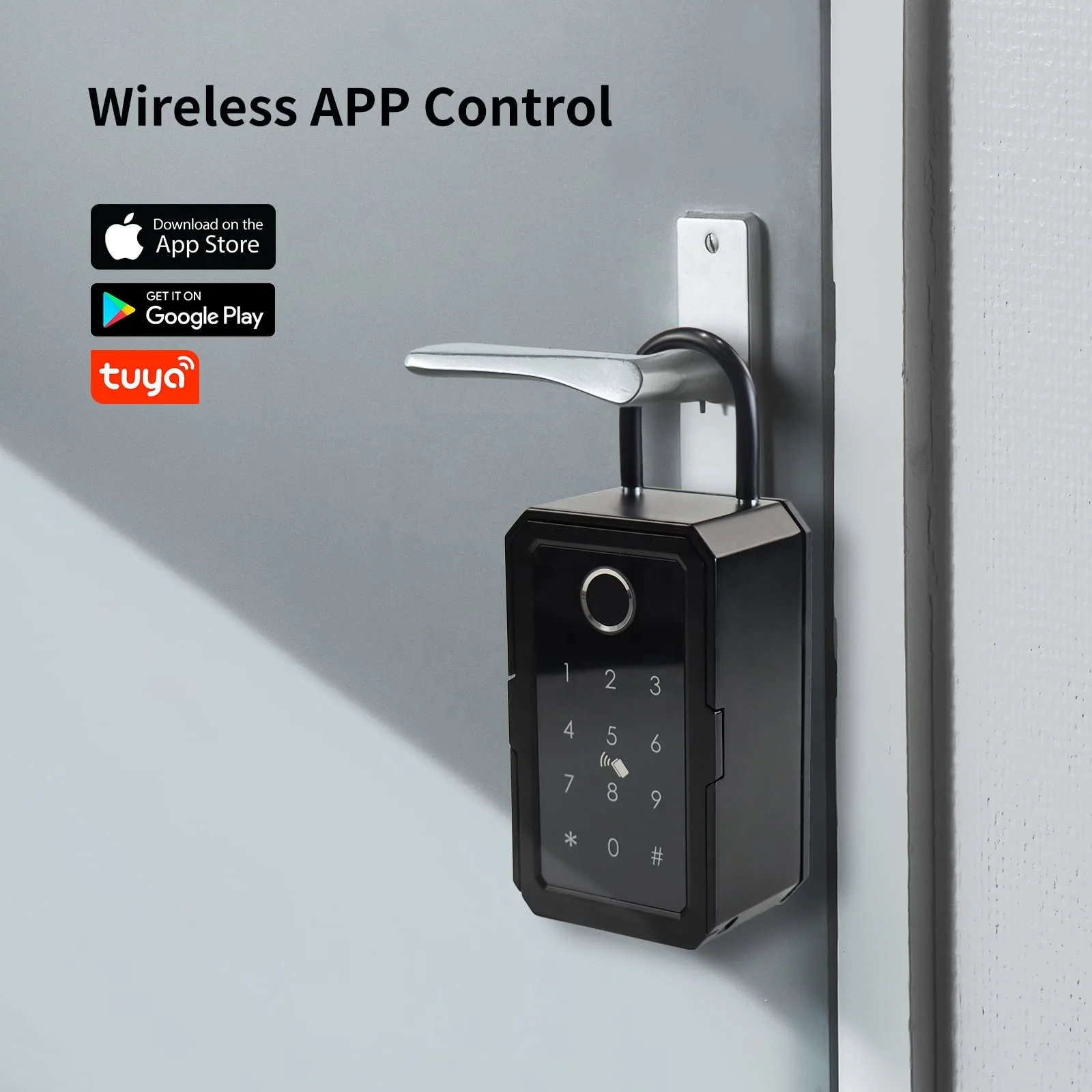 RSH Tuya BLE Outdoor Smart Key Lock Weatherproof Digital Fingerprint IC Card Password App Controlled Home Safe Wall Mounting Key