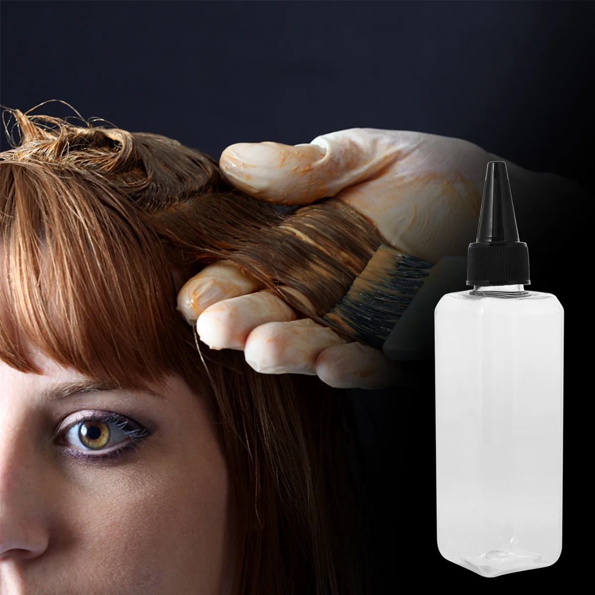 15Pcs Hair Dye Bottles Transparent Plastic Square Design Easy to Squeeze Pointed Mouth Ideal for Hair Coloring and Scalp - Image 5