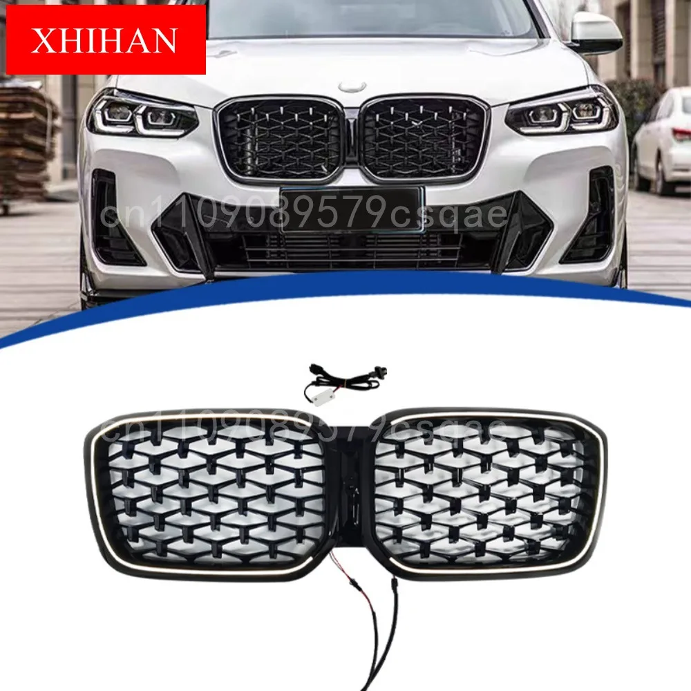 

Car Front Bumper Kidney Grille For BMW X3/X4 G01 G02 M40i 20i 30i LCI 2022-2024 With LED Lights Front Kidney Grills Tuning