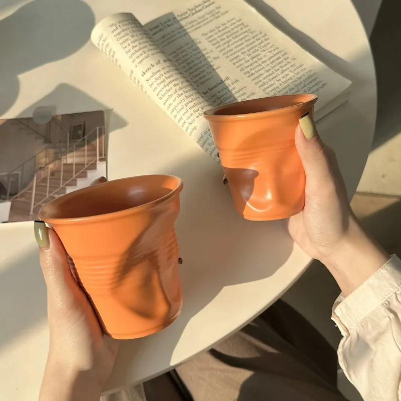 

Керамическая кофейная чашка неправильной формы, однотонная кофейная кружка, подходящая для молока, чайных напитков, воды, домашнего офиса