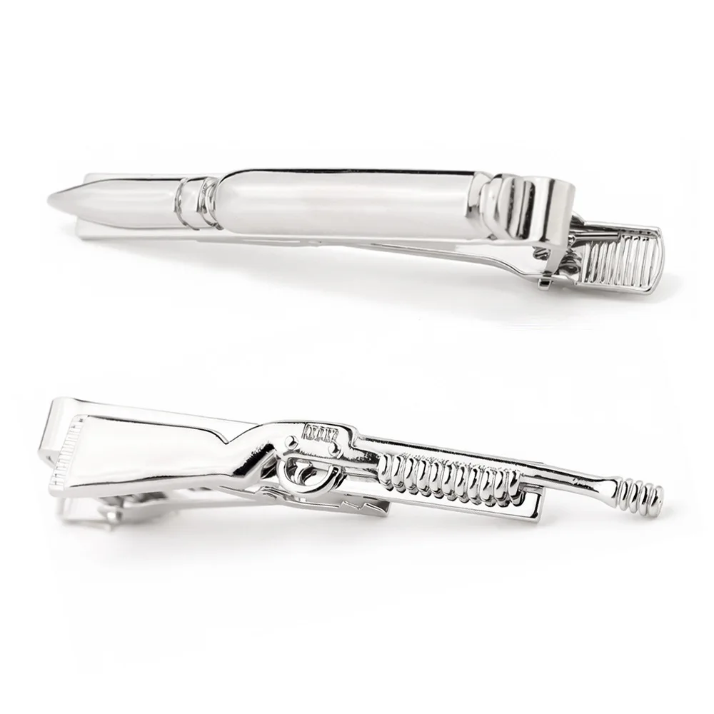 Creative Rifle Bullet Shaped Tie Clip Men's Personalized Metal Collar Clip Fashionable Formal Suit Tie Fixing Pin