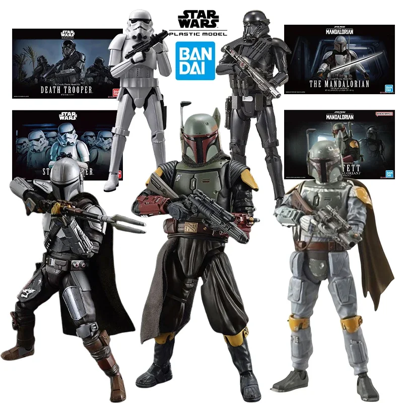 Bandai Star Wars Anime Boba Fett  Clone Trooper Action Figures The Mandalorian 1/12 Plastic Model Kit Death Trooper In Stock