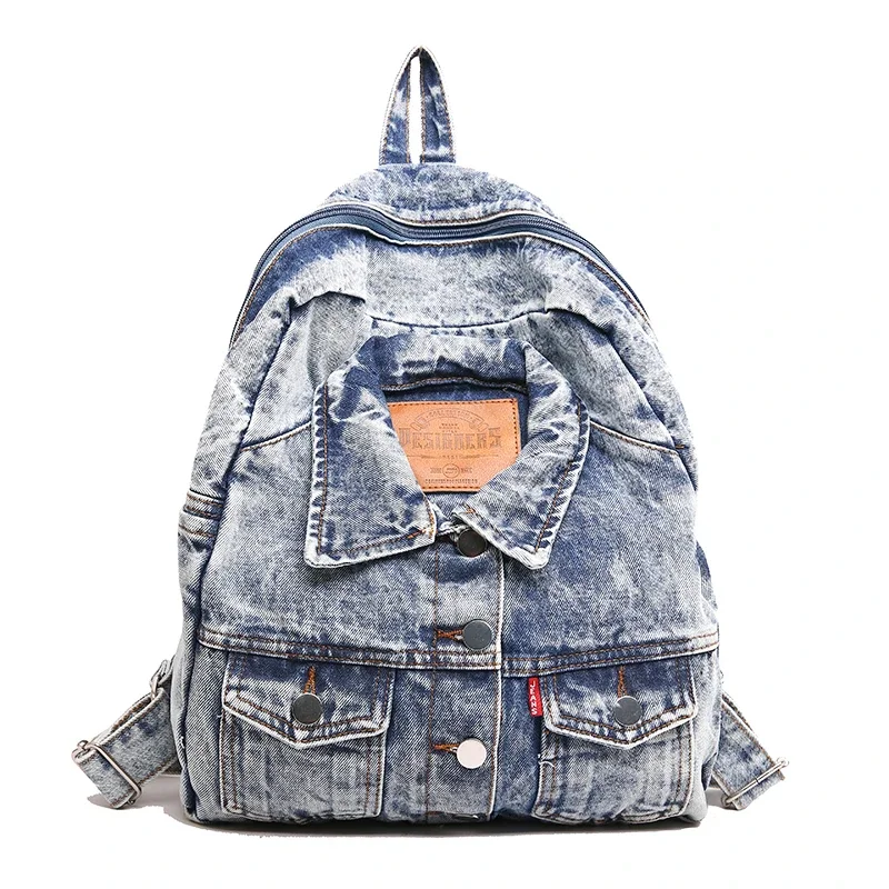 Ransel Denim kasual, ransel kapasitas besar kualitas tinggi, rasa mewah, ransel Super keren untuk wanita, mode 2024