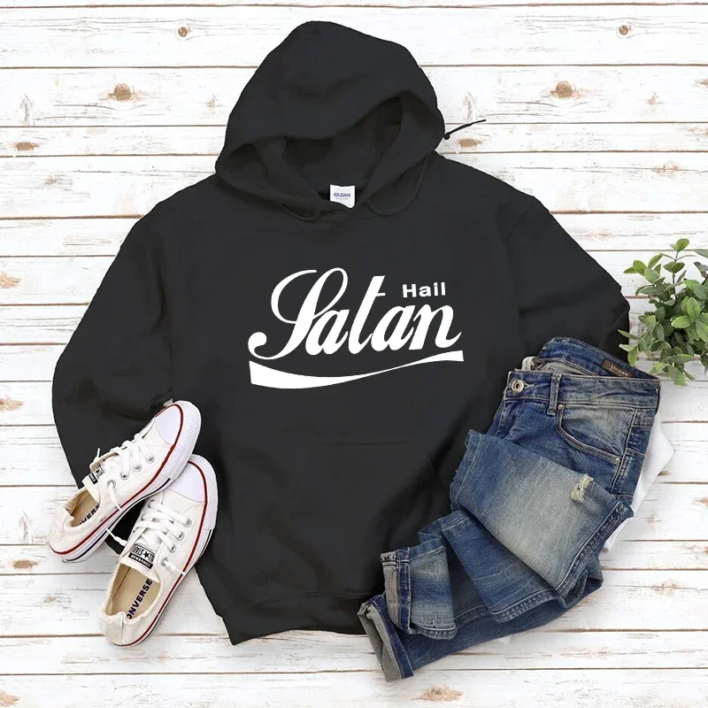 Men Hail Satan Print Designer Hoodie Man Luxury Hooded Sweatshirt Autumn Winter Warm Clothing for Male Streetwear Tracksuit