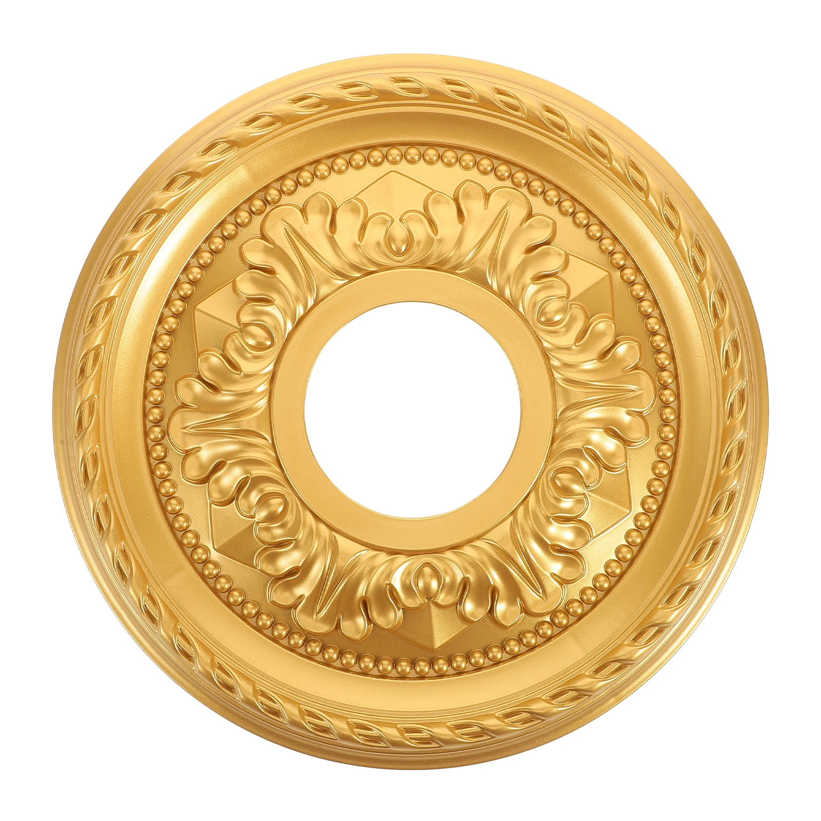 

Round Ceiling Medallion Golden Steel-Reinforced Plastic Pu Gypsum Easy Install Home Office Lighting Decorative