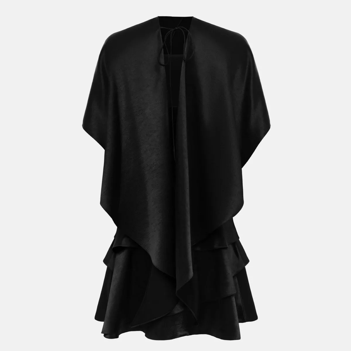 KWTX Partykleid, Mini, elegant, Ausschnitt, Krawatte, abgestufte Rüschen, Schleife, Damen, Büro, Arbeit, figurbetont, schlicht, schick, Frühling, Sommer