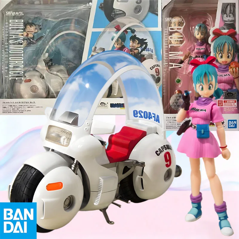 

In Stock BANDAI Original S.H.Figuarts DRAGON BALL BULMA AND MOTORCYCLE SHF Action Figure Model Gift for Kids Foam Box Packaging
