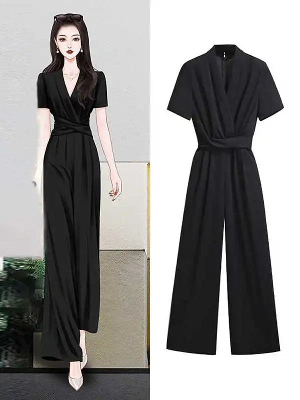 

Женский костюм с широкими брюками и высокой талией, элегантный комплект для женщин, дизайнерский, премиум-класса, лето 2026, новинка, D0866, полиэстер