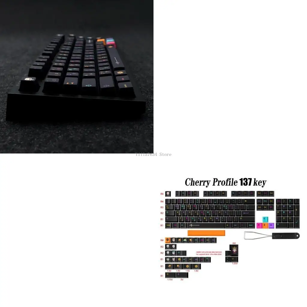 

Колпачки для ключей из ПБТ, 137 шт., сублимационные колпачки для ключей CherryProfile, 4 языка