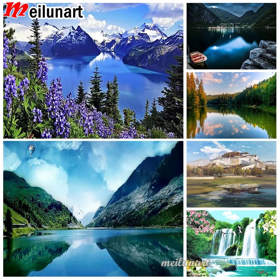 DIY Diamond Painting Landscape Full Drill Snow Mountain Lake Diamond Mosaic Rhinestone Embroidery Kits Home Decor Gifts AS3226