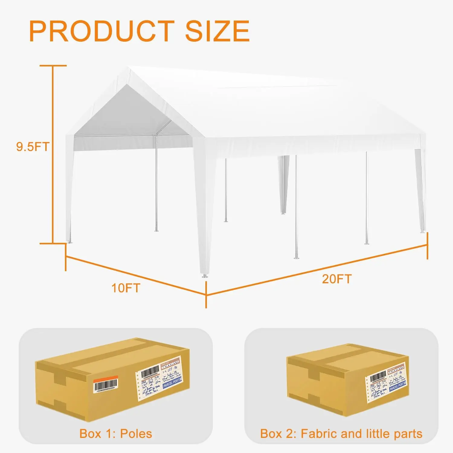 10X20 Heavy Duty Carport & Canopy Garage, Waterproof Portable Shelter for Truck & SUV with All-Season Tarp, Customized