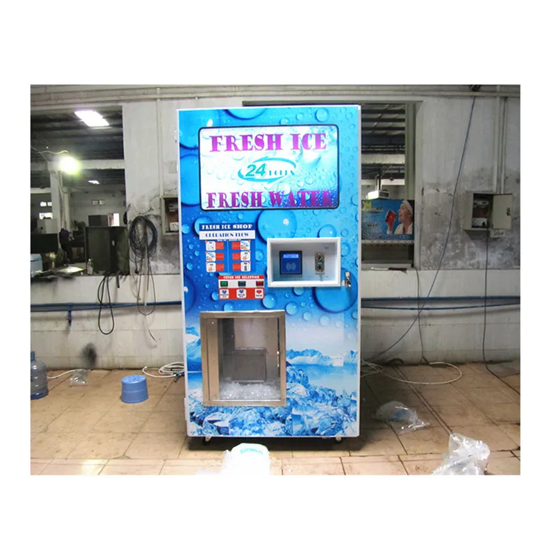 900kg/day Coin Bill Credit Card Operated Purified Ice Vending Machines Drinking Water Vending Machinery Beverage Vendo