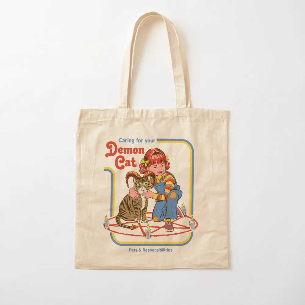 Caring For Your Demon Cat Tote Bag shopper bag women canvas Big bag women tote Lady