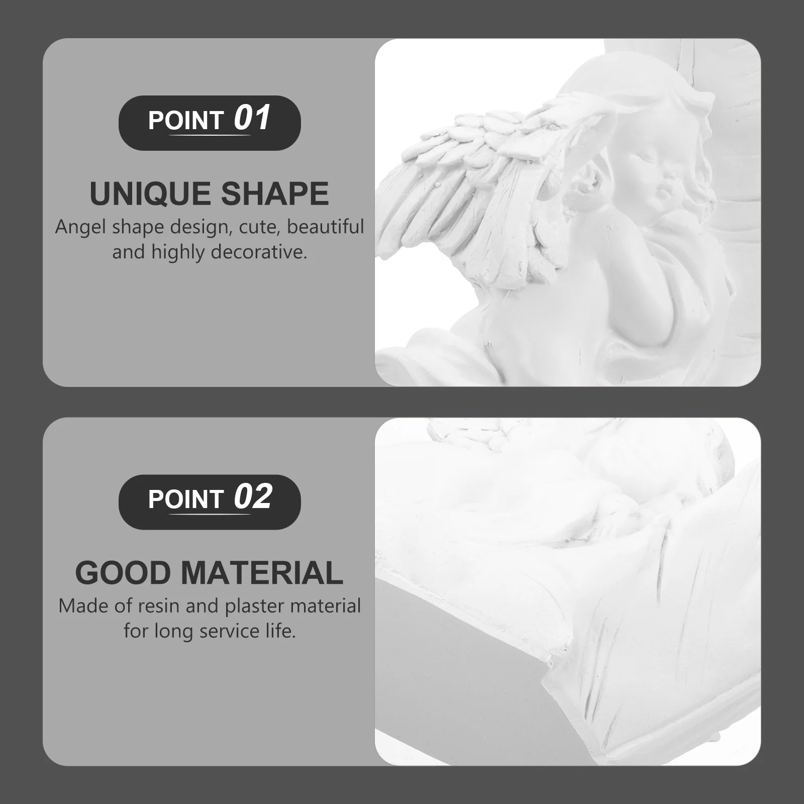 

Resin Angel Sculpture Nordic Style Tabletop Home Decor Portable Compact Size Unique Shape Adorable Nap Design Angel Sculpture