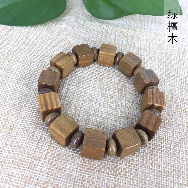 

Green Sandalwood DIY Square Bead and Abacus Bead Bracelet, Various Sizes, Unisex Prayer Beads, Decorative Jewelry Wholesale