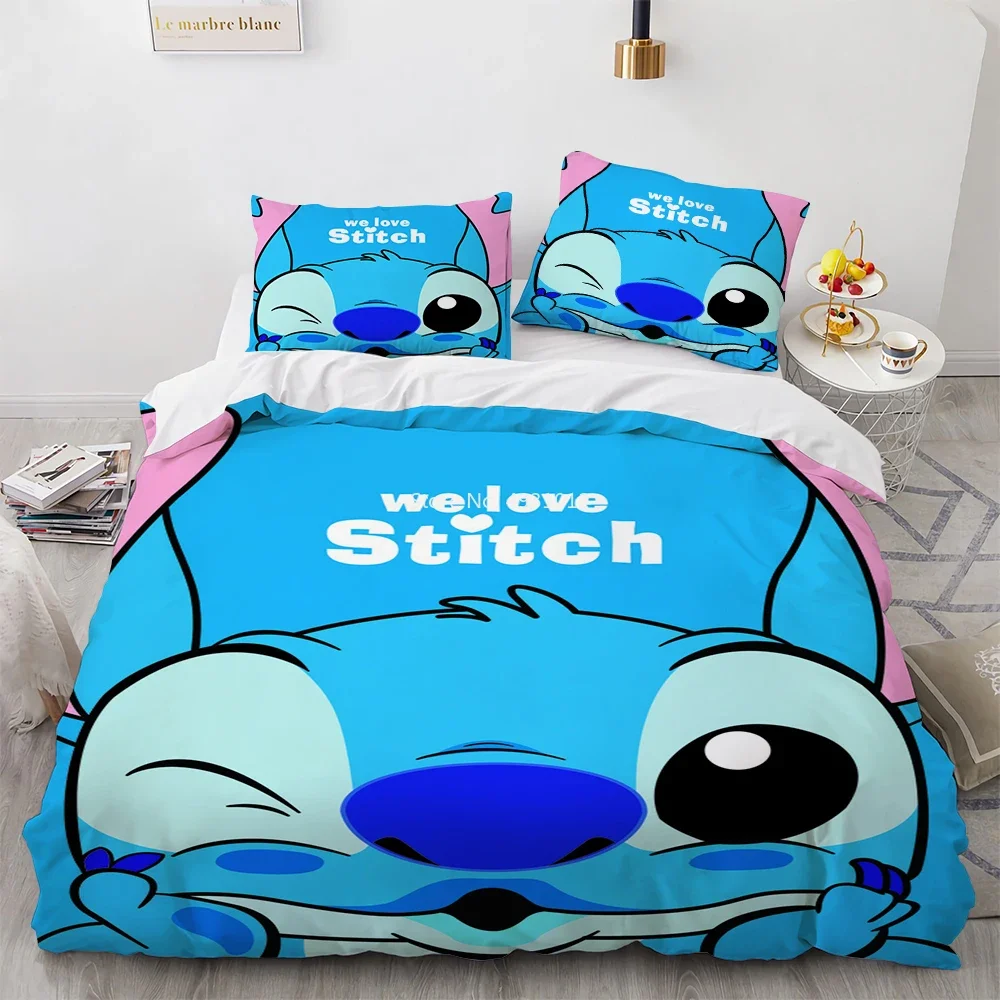 Juego de funda nórdica de Lilo & Stitch, decoración de dormitorio para niños, niño, niña, tamaño Queen y King, juego de cama para cuna de bebé, dibujos animados en 3D