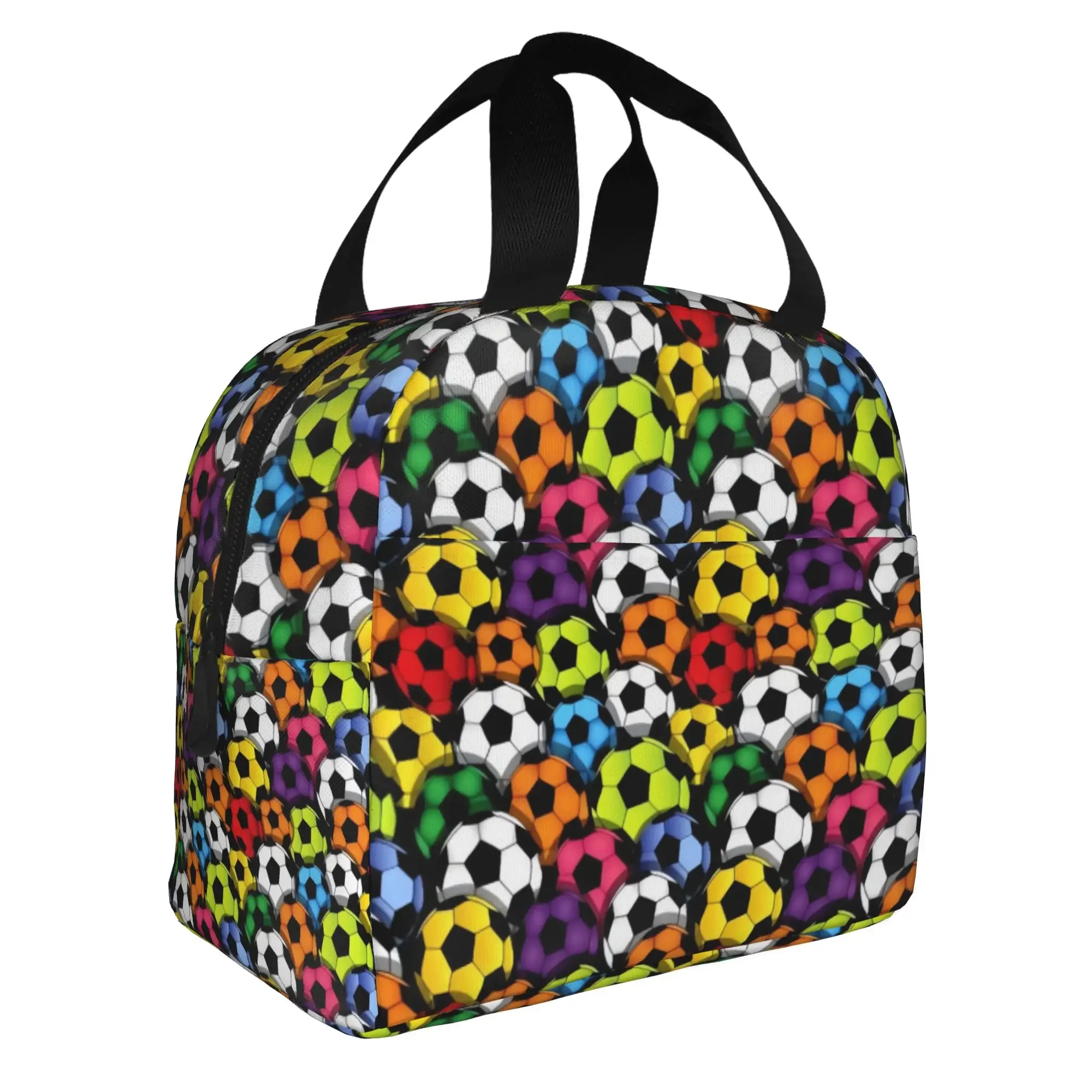 Footbally Print Cool Soccerly Lunch Bag Women Footbally Print  Cooler Thermal Insulated Lunch Box for Adult Office